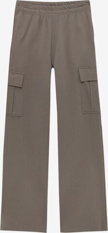 Wide Leg Pantalon Pull&Bear en gris : devant