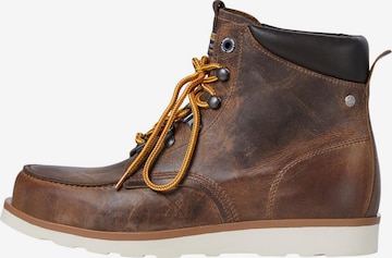 JACK & JONES Boots med snörning 'Miles' i brun: framsida