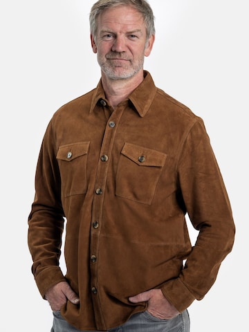 18N62 Regular fit Button Up Shirt 'NEFran' in Brown