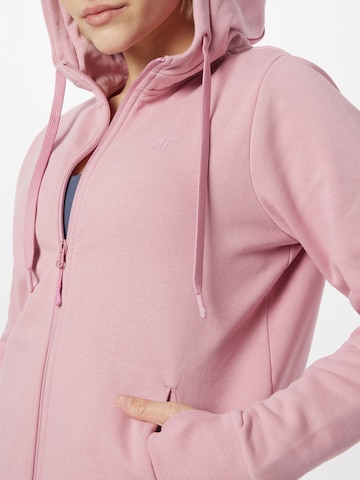 4F Athletic Zip-Up Hoodie in Pink