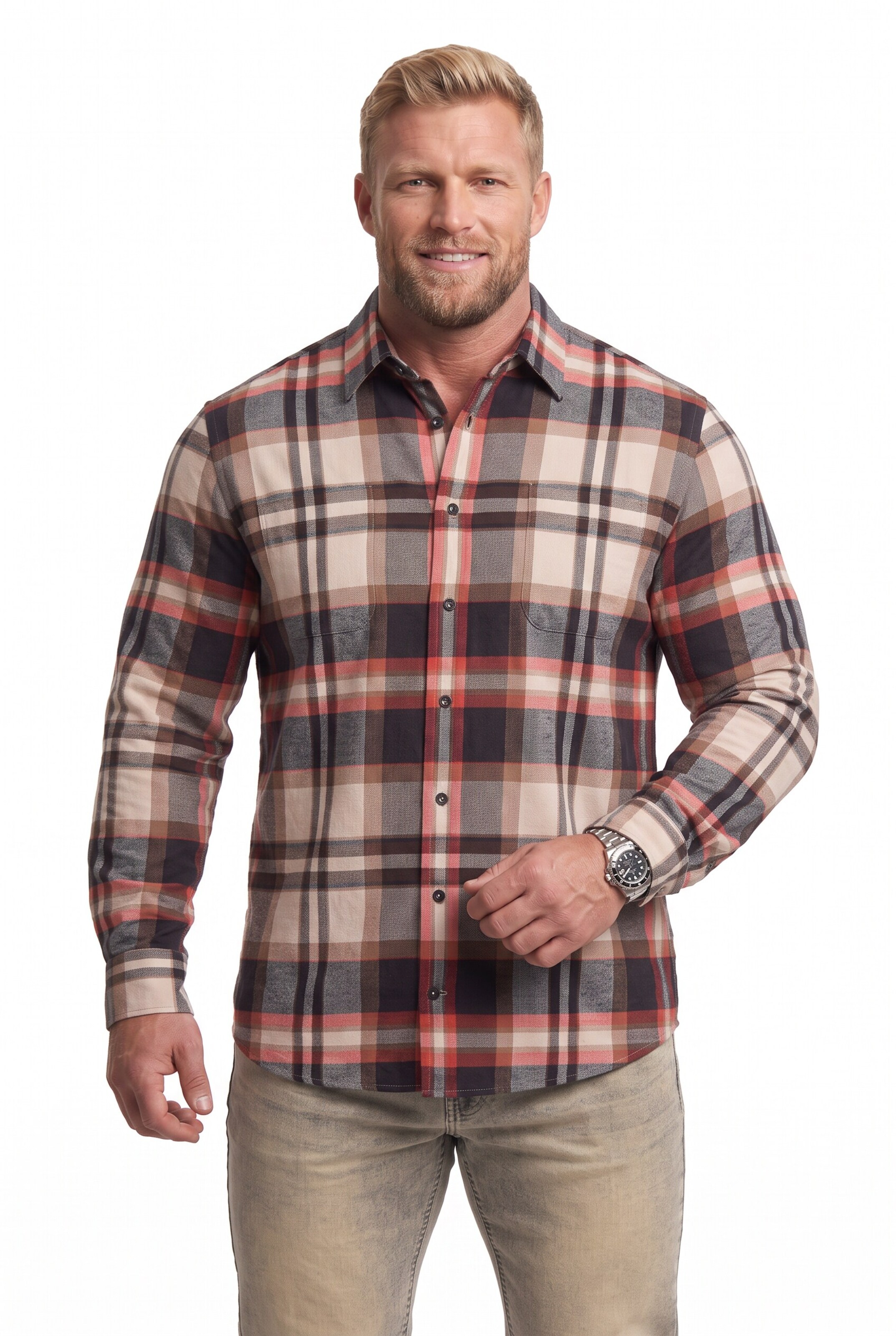 Men Plus Regular fit Overhemd in Gemengde kleuren: voorkant