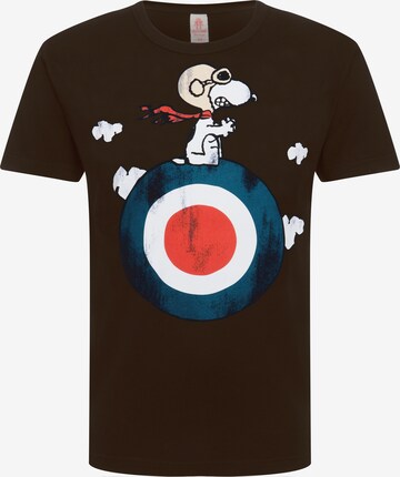 LOGOSHIRT Shirt 'Peanuts - Snoopy' in Zwart: voorkant