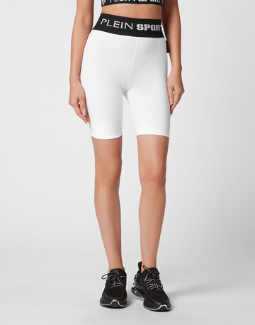 Plein Sport Skinny Sports trousers in White: front