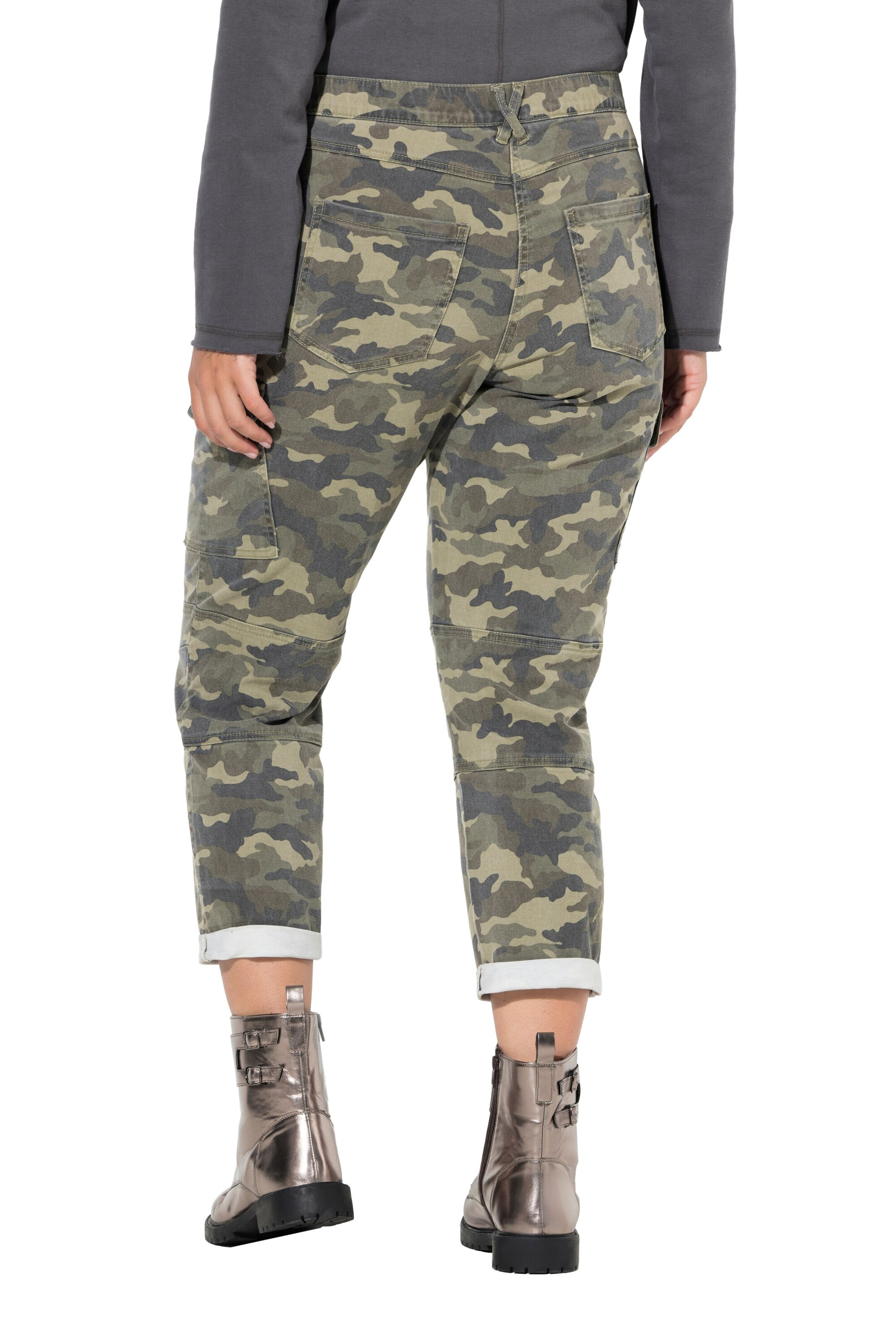 Ulla Popken Boot cut Cargo trousers in Green