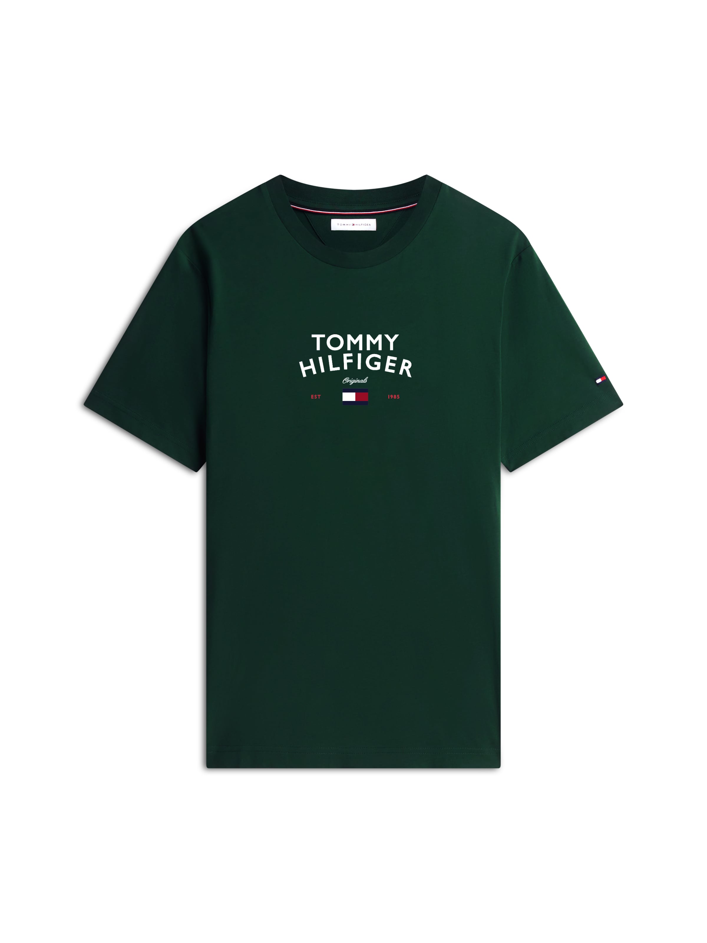 TOMMY HILFIGER Póló 'BRAND LOVE' - zöld: elől