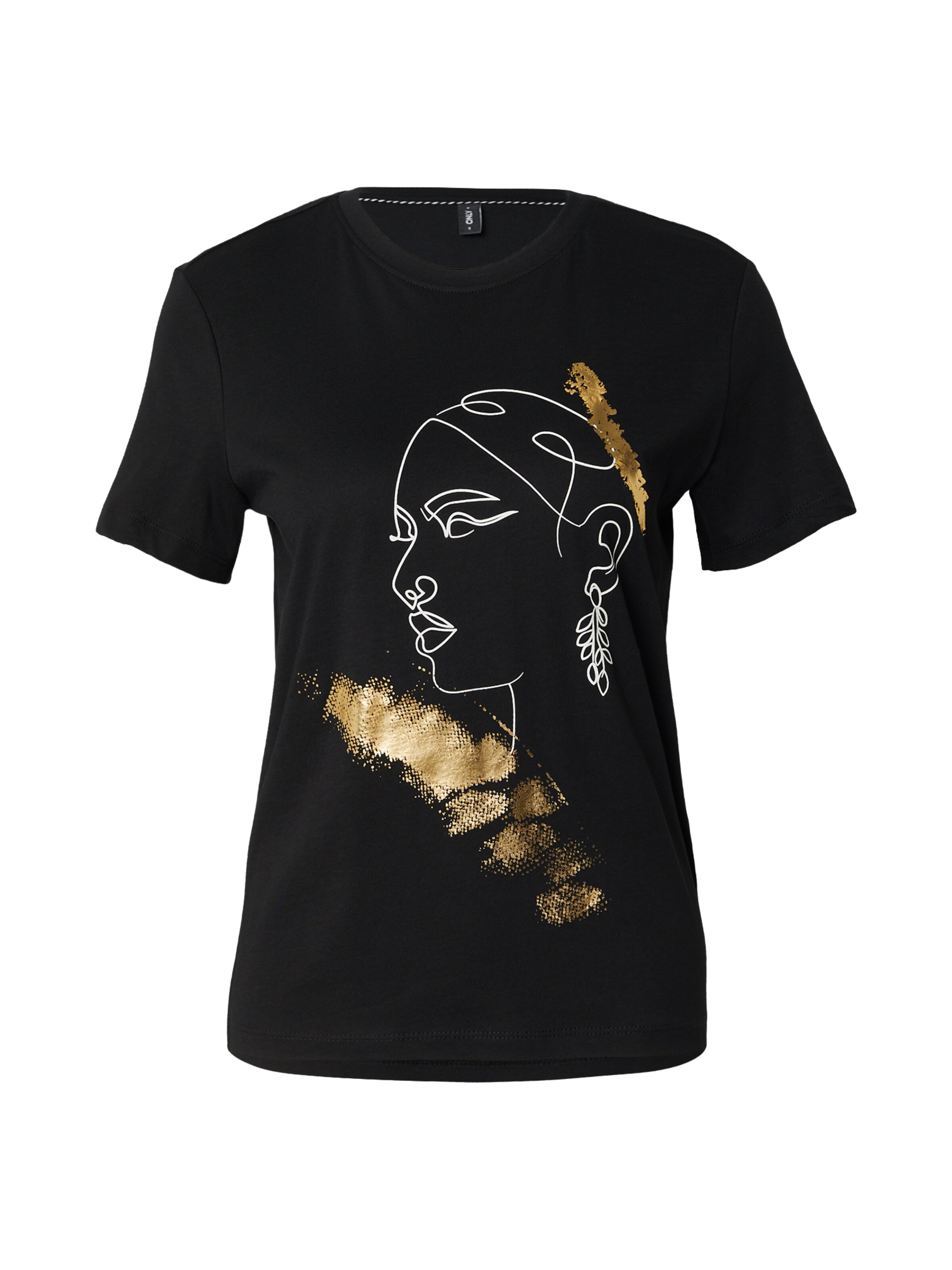 ONLY T-Krekls 'ONLKITA' pieejams XS, krāsa - Zelts / melns / balts, Preces skats