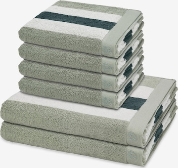 ROSS Handdoek 'Doubleface Stripes' in Groen: voorkant