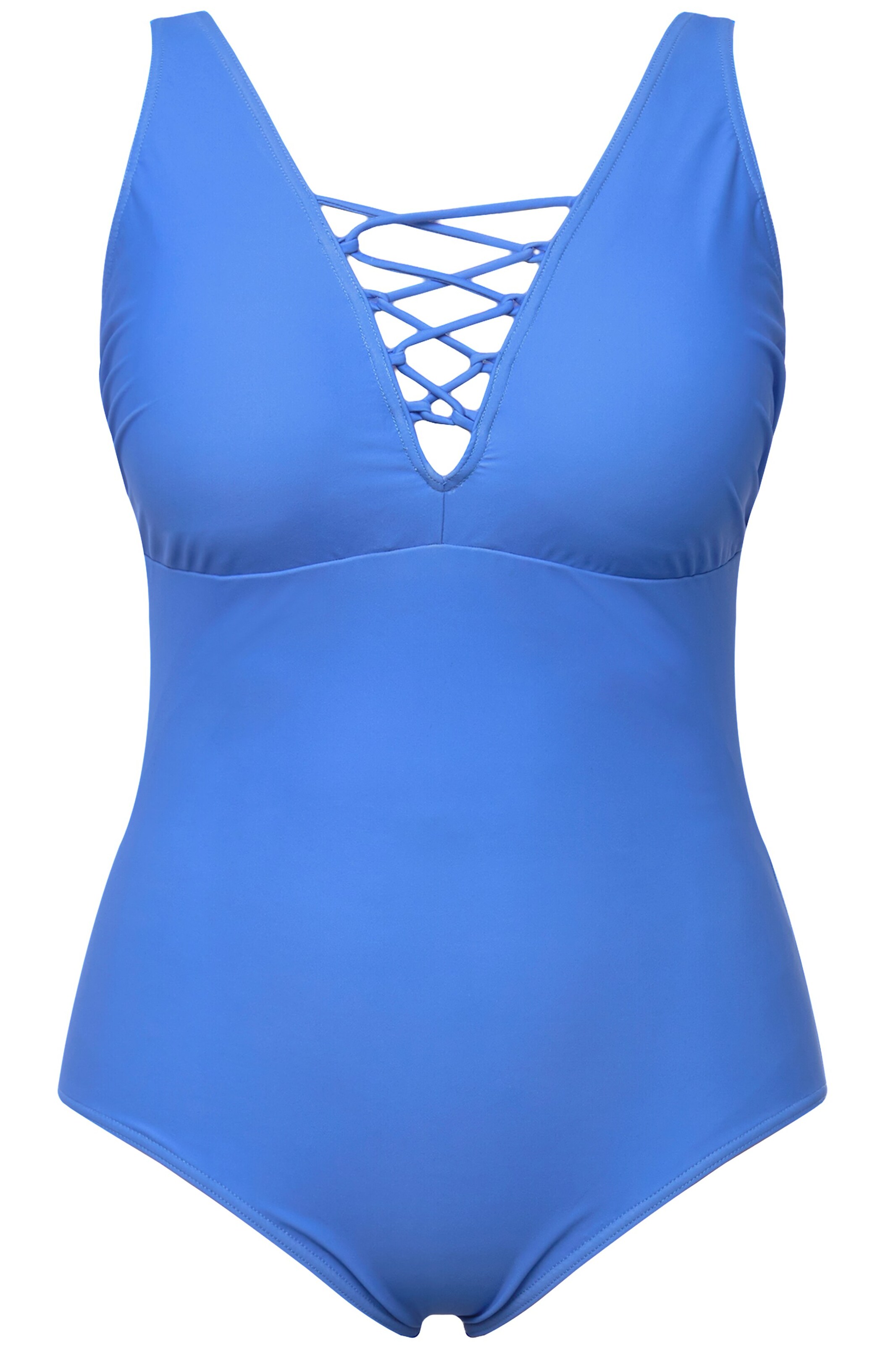 Ulla Popken Triangel Badeanzug in Blau: Vorderseite