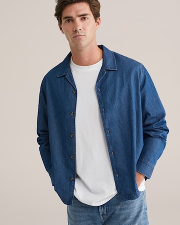 WE Fashion Comfort fit Button Up Shirt in Blue: front