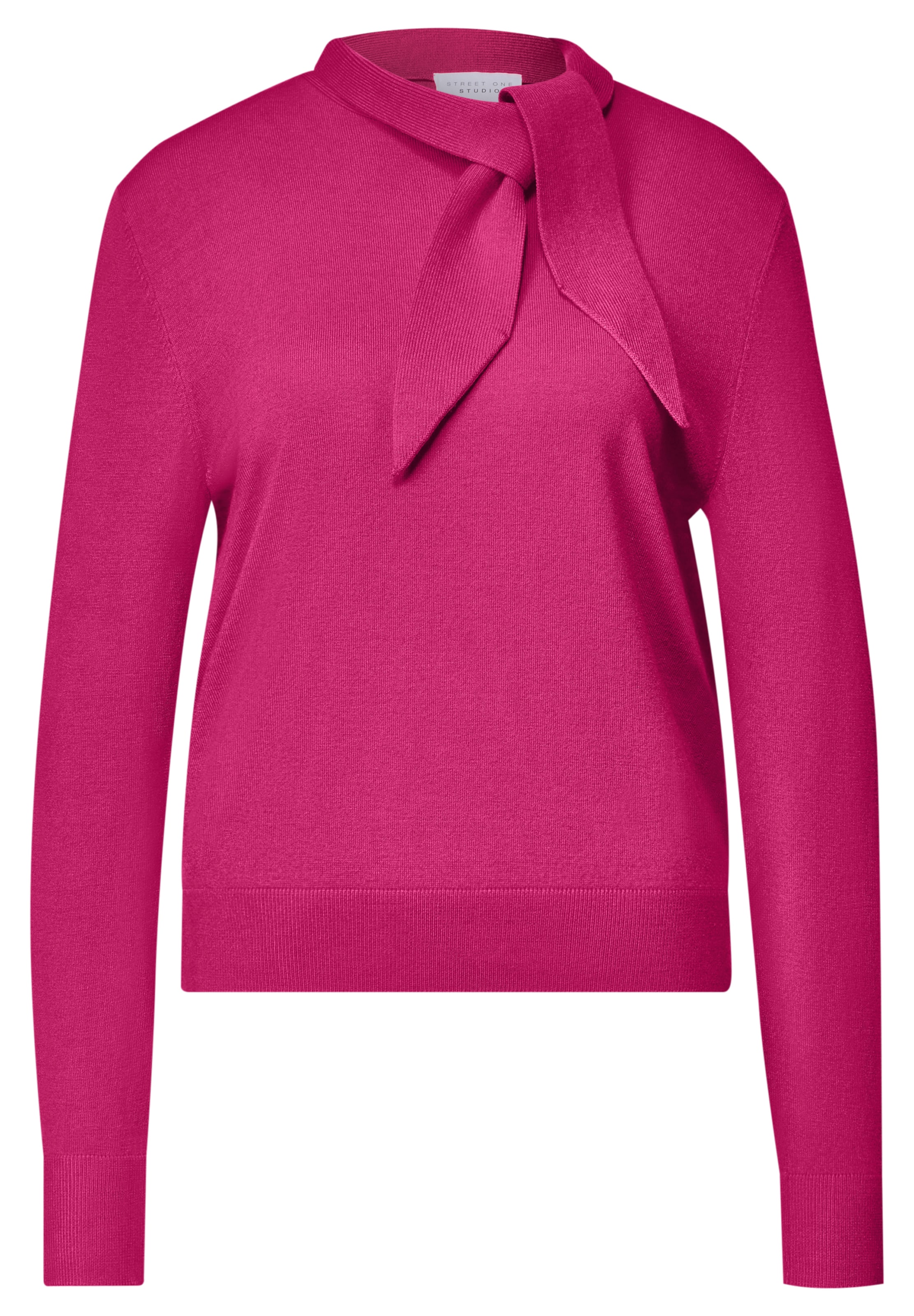 CECIL Langarm Pullover mit Schalkragen in Pink: Vorderseite