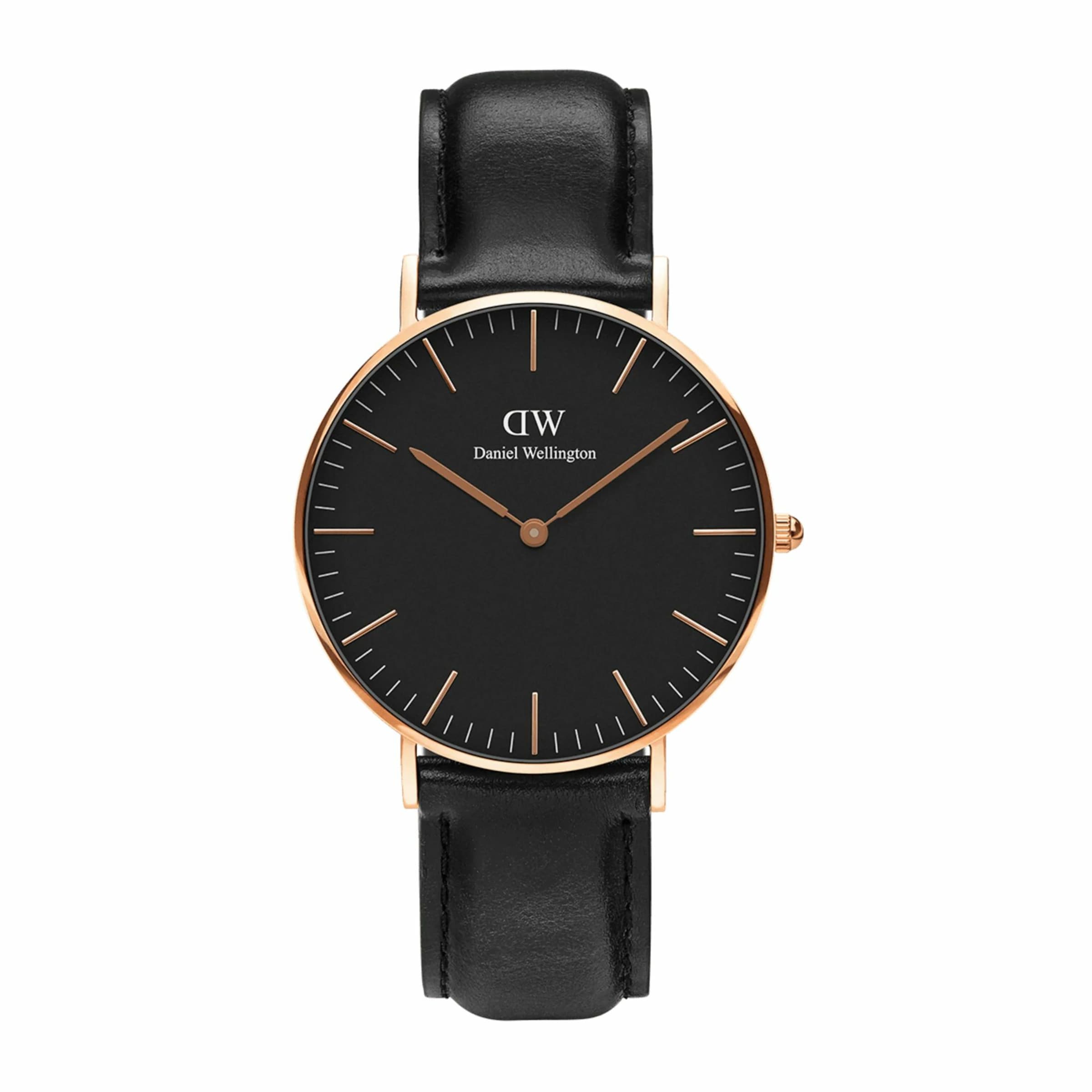 Daniel Wellington Analoguhr in Schwarz: Vorderseite