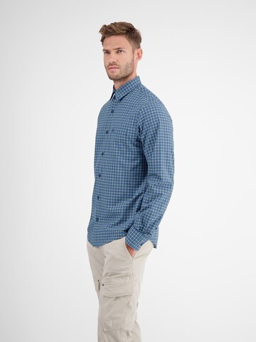 LERROS Regular Fit Langarmhemd, kariert, klassischer Button-down-Kragen ' ' in Blau