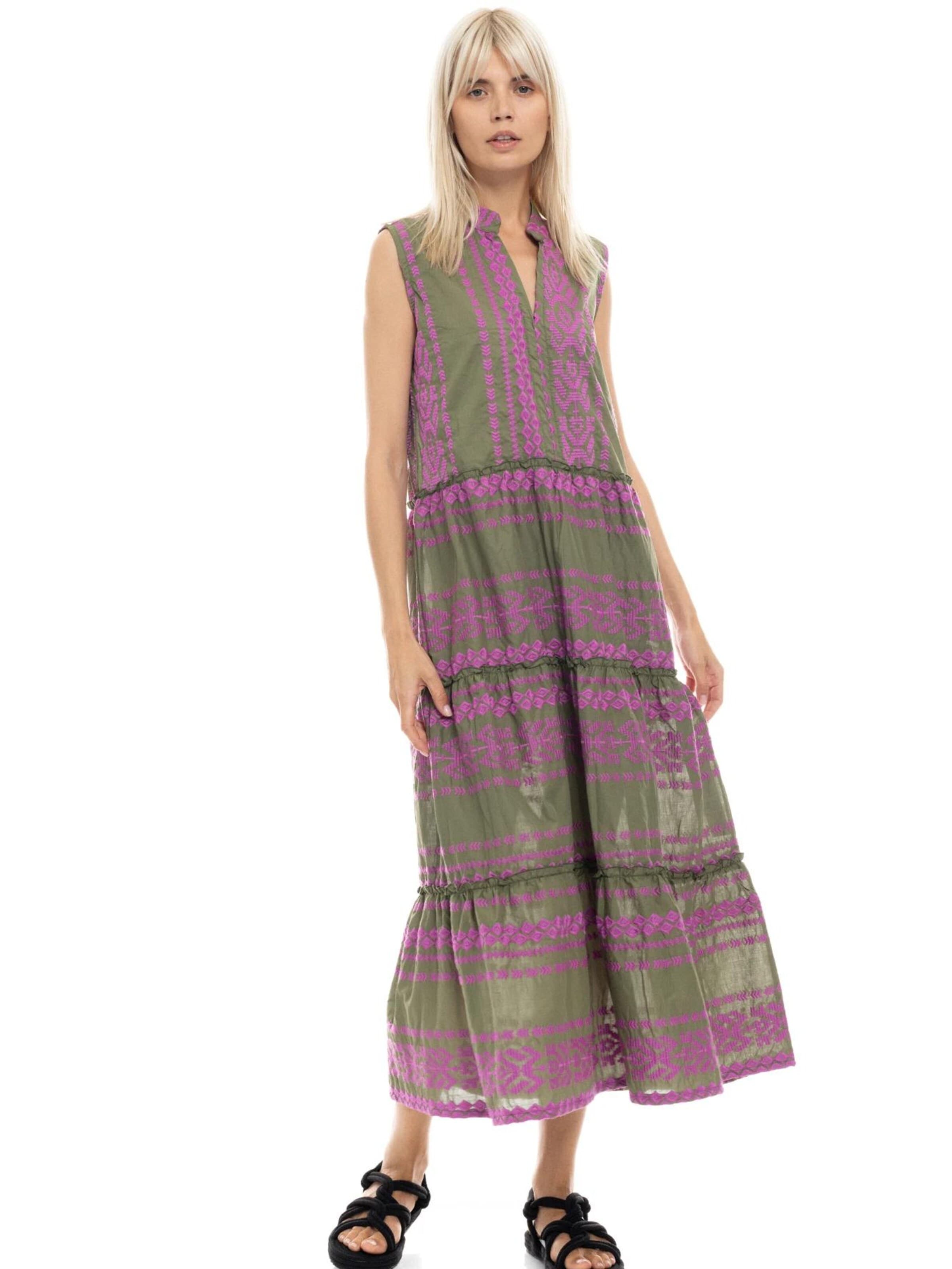 Pink Label Καλοκαιρινό φόρεμα 'BEACHWEAR LONG EMBRODERY MAGENTA' σε πράσινο: μπροστά