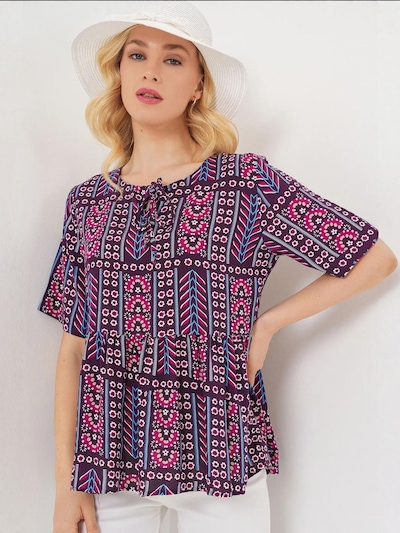 Bigdart Blusa em S em azul / rosa escurecido / vermelho vinho / branco, Vista do artigo