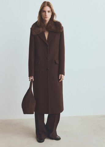 MANGO Winter Coat in Brown: front