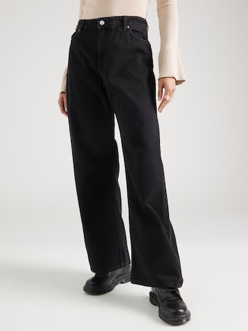 Wide leg Jeans de la Monki pe negru: față