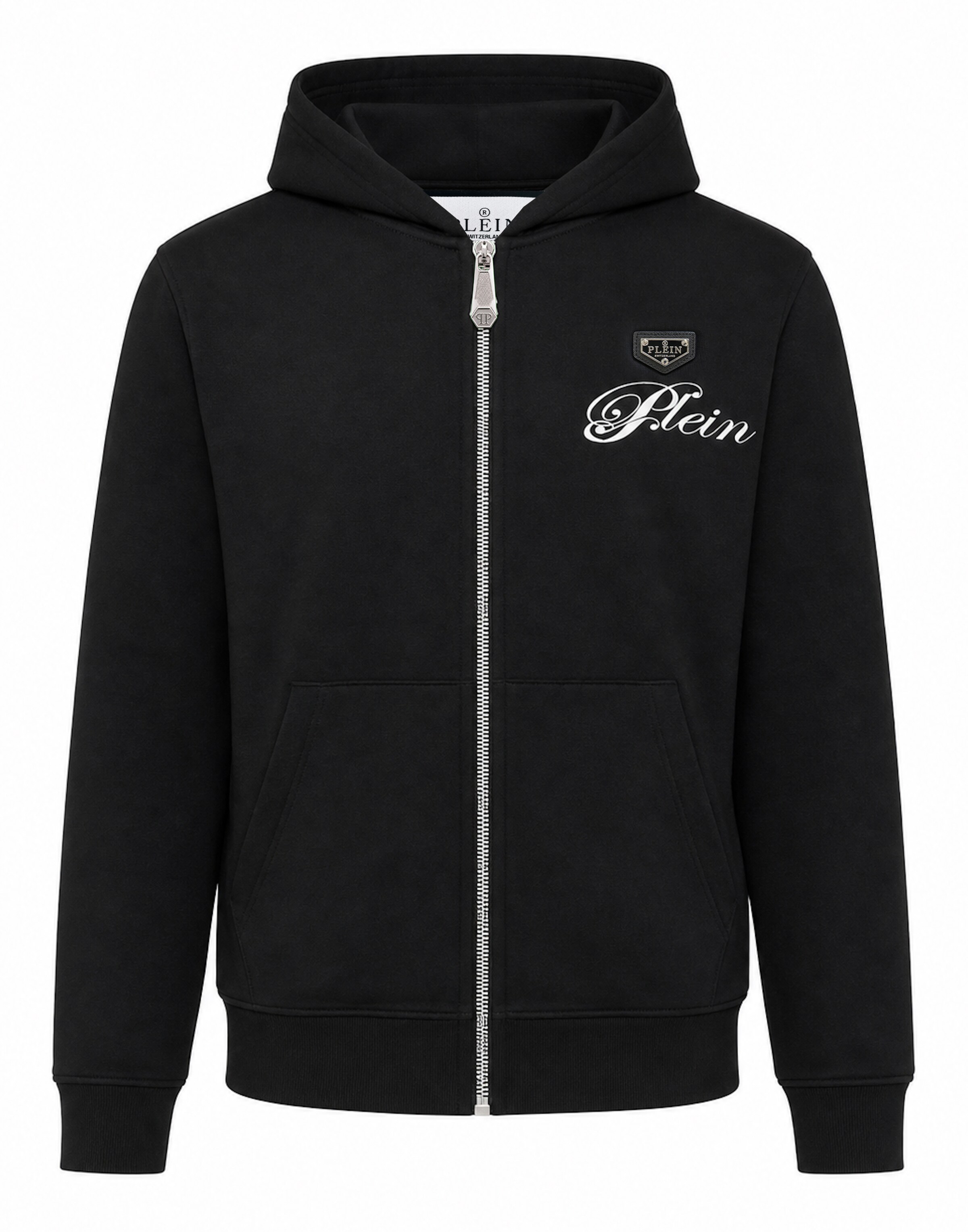Philipp Plein Sweatvest 'Teddy' in XXXL in de kleur Zwart / Zilver / Wit, Productweergave