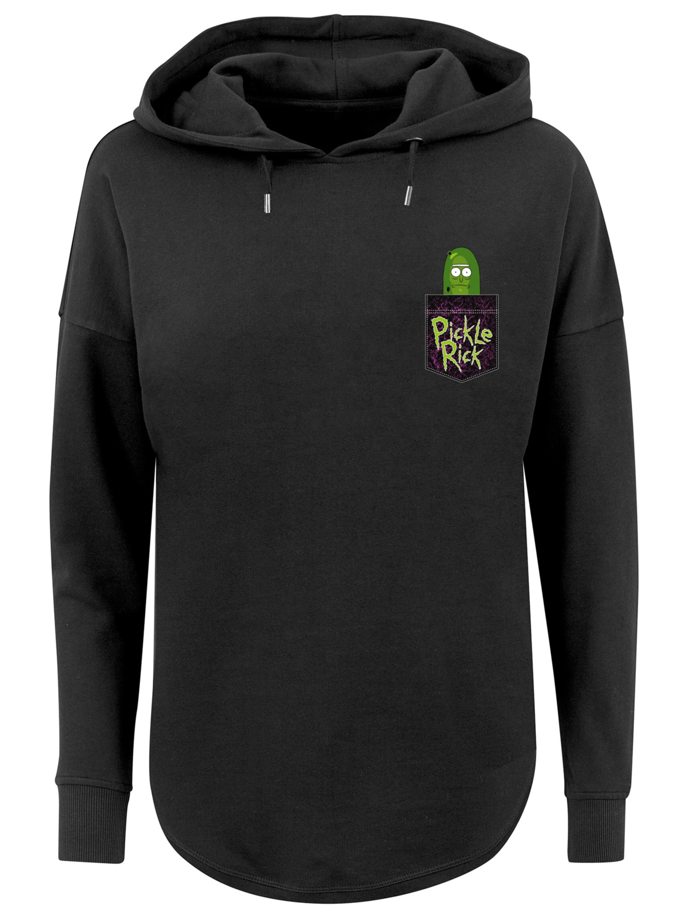 Sweat-shirt 'Rick und Morty Pickle Rick ' F4NT4STIC en noir : devant