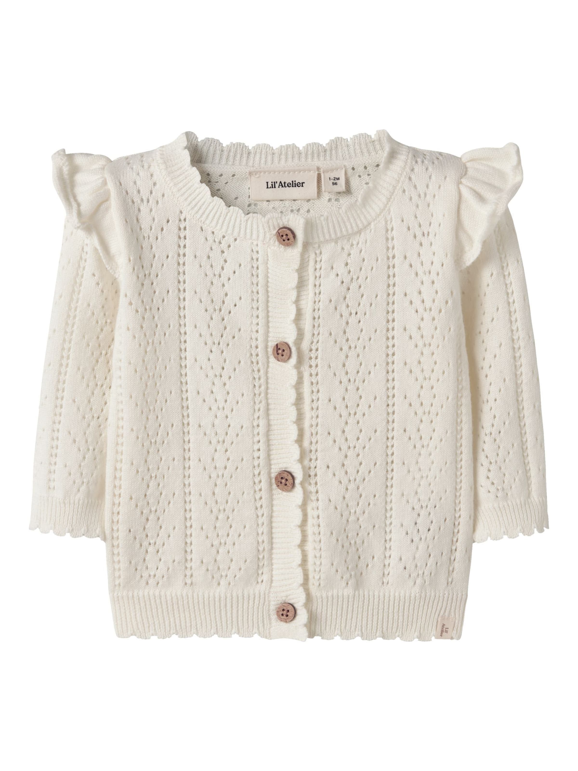Lil'Atelier Gebreid vest in Wit: voorkant