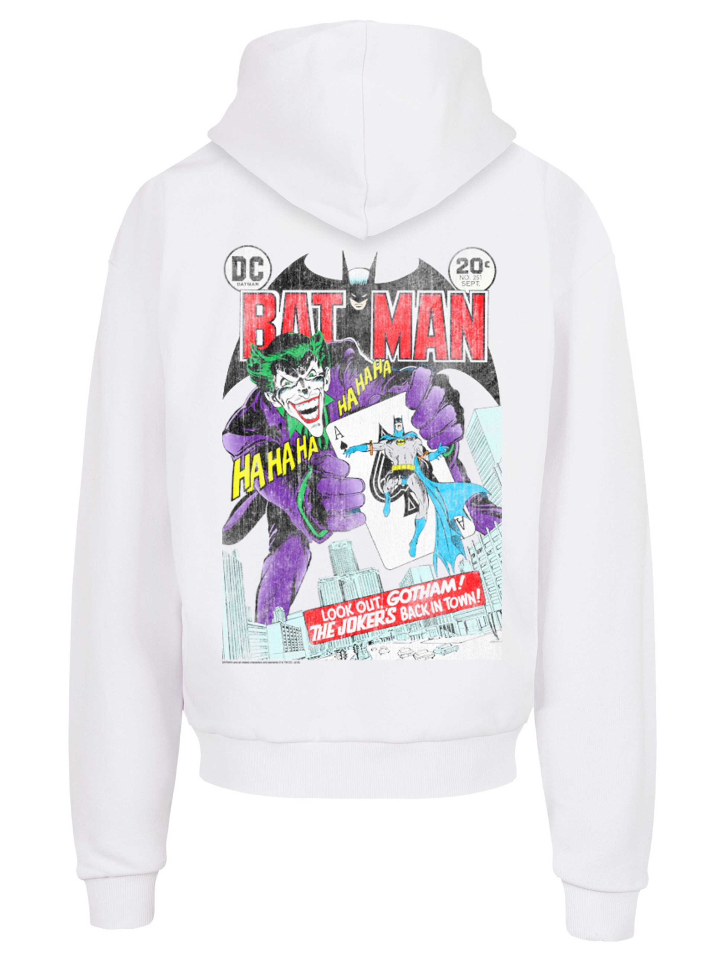 Sweat-shirt 'Batman Joker Playing Card Cover' F4NT4STIC en blanc : devant