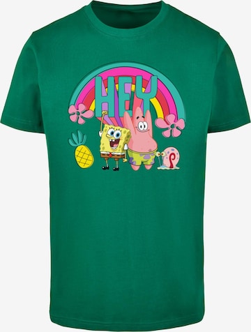 Merchcode Shirt 'SpongeBob SquarePants - Hey' in Groen: voorkant