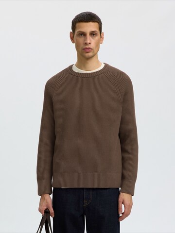 SELECTED - Jersey 'SLMBraun' en marrón: frente