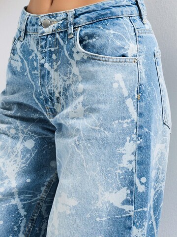 IT'S BASIC Wide leg Jeans 'PRINTED PALAZZO MID RISE JEANS' in Blauw
