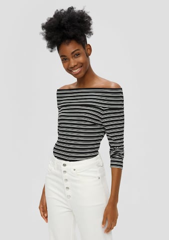 T-shirt QS en noir : devant