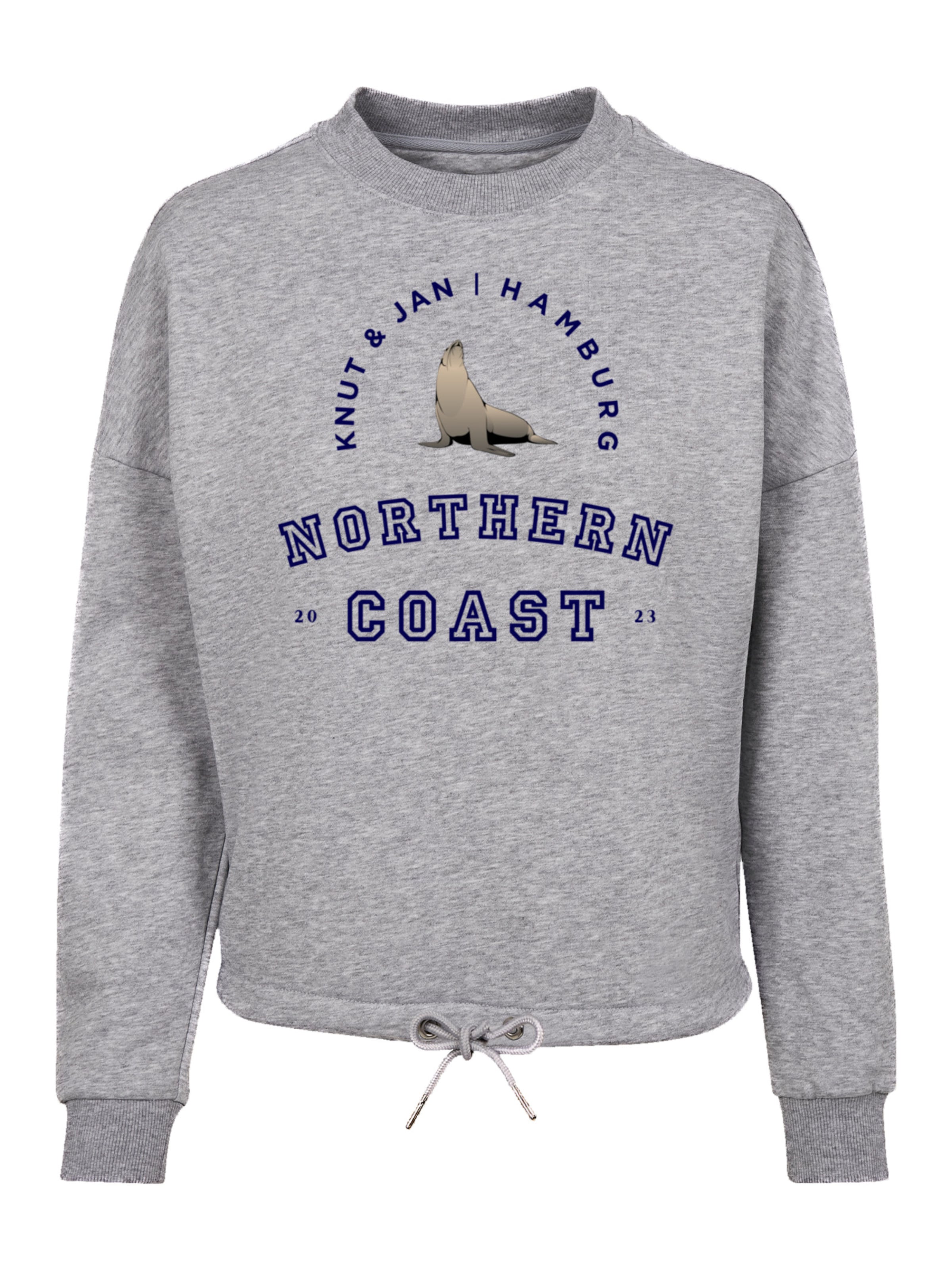 F4NT4STIC Sweatshirt 'Robbe Knut & Jan Hamburg' in Grau: Vorderseite