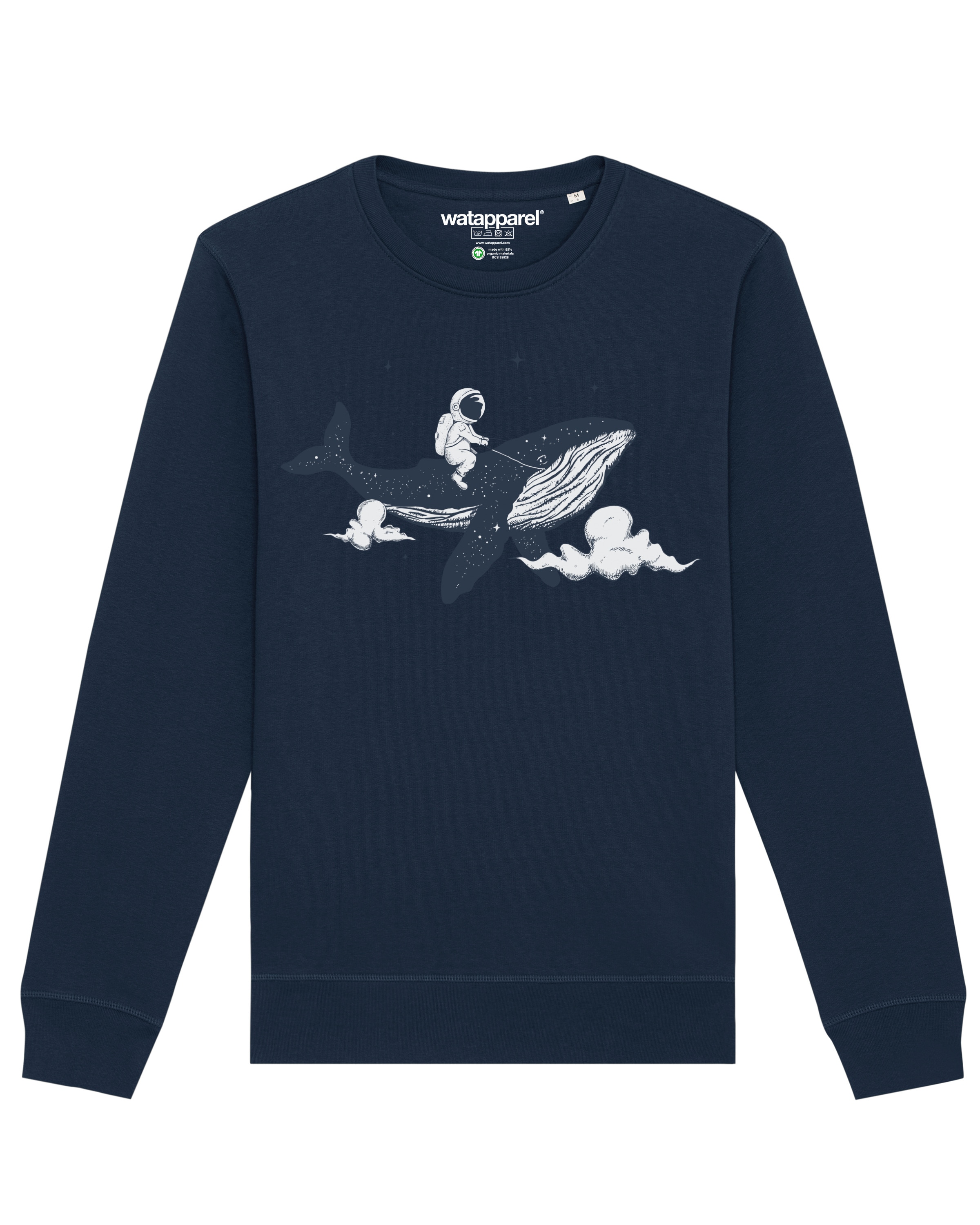 Watapparel Sweatshirt 'Spacewhale' in Blau: Vorderseite