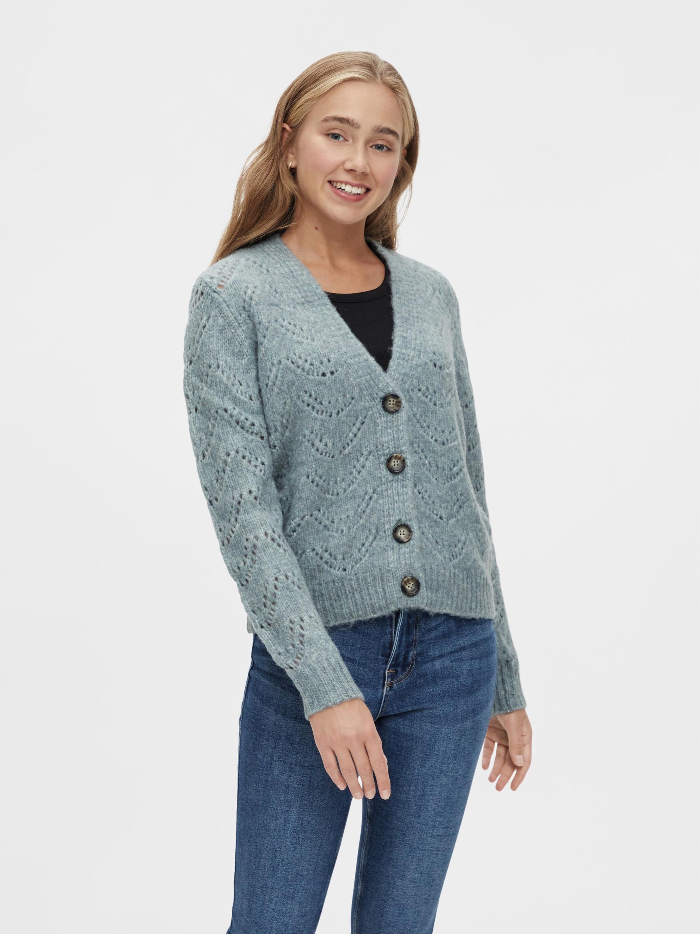 Frauen Pullover & Strick PIECES Strickjacke 'Bibi' in Rauchblau - NW29977 Frauen Pullover & Strick PIECES Strickjacke 'Bibi' in Rauchblau - NW29977