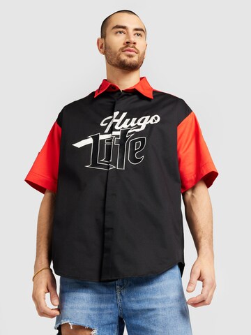 Fit confort Chemise 'Escar' HUGO en noir : devant