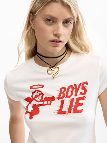 Tricou 'Boys Lie' de la Desigual pe alb