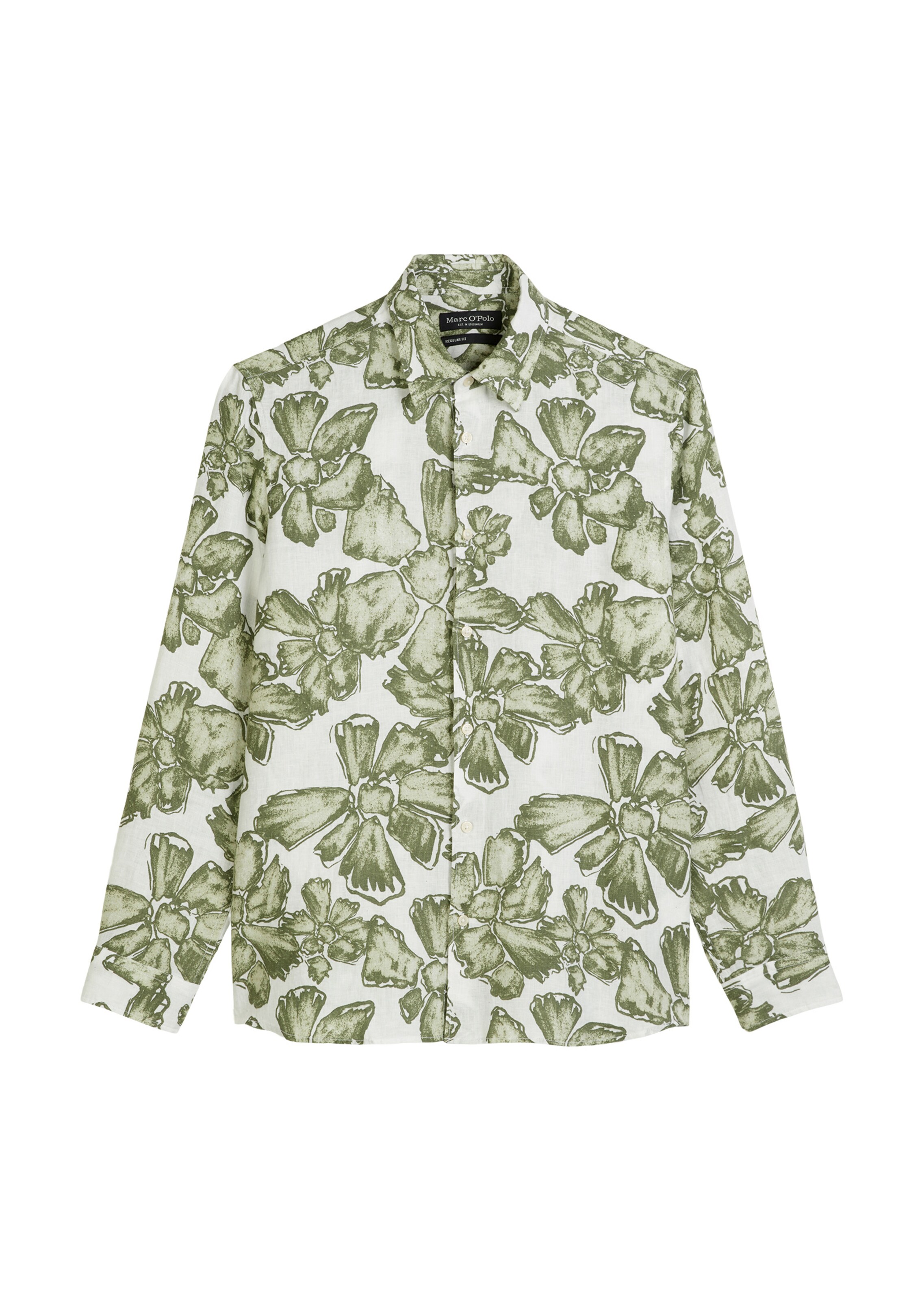 Marc O'Polo Button Up Shirt in Green / White, Item view