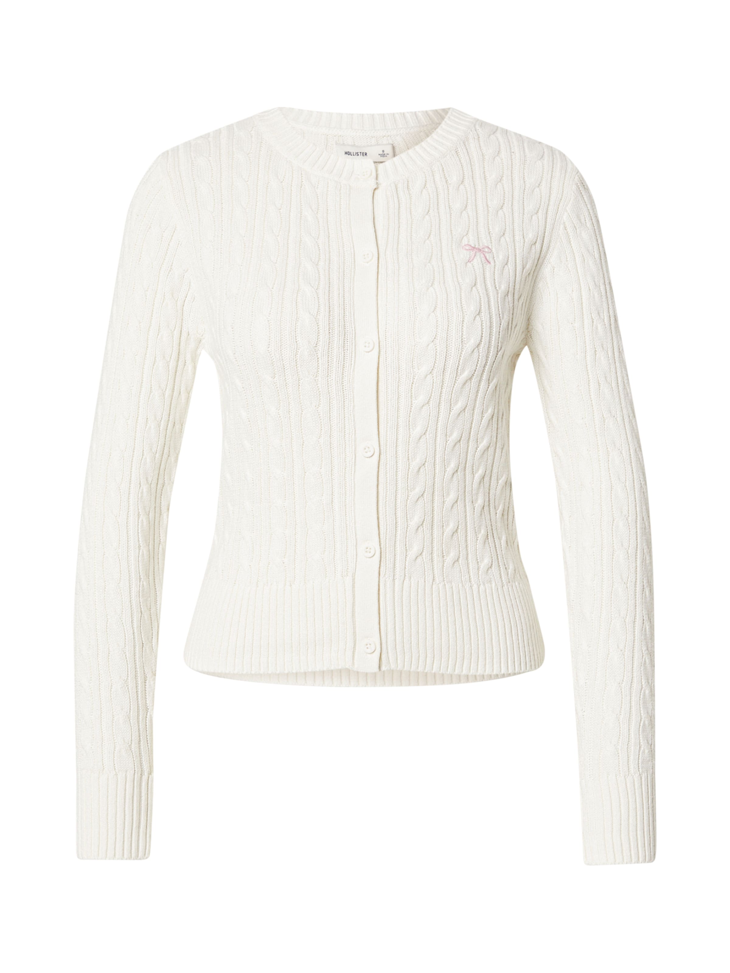 HOLLISTER Вязаная кофта в Белый: спереди