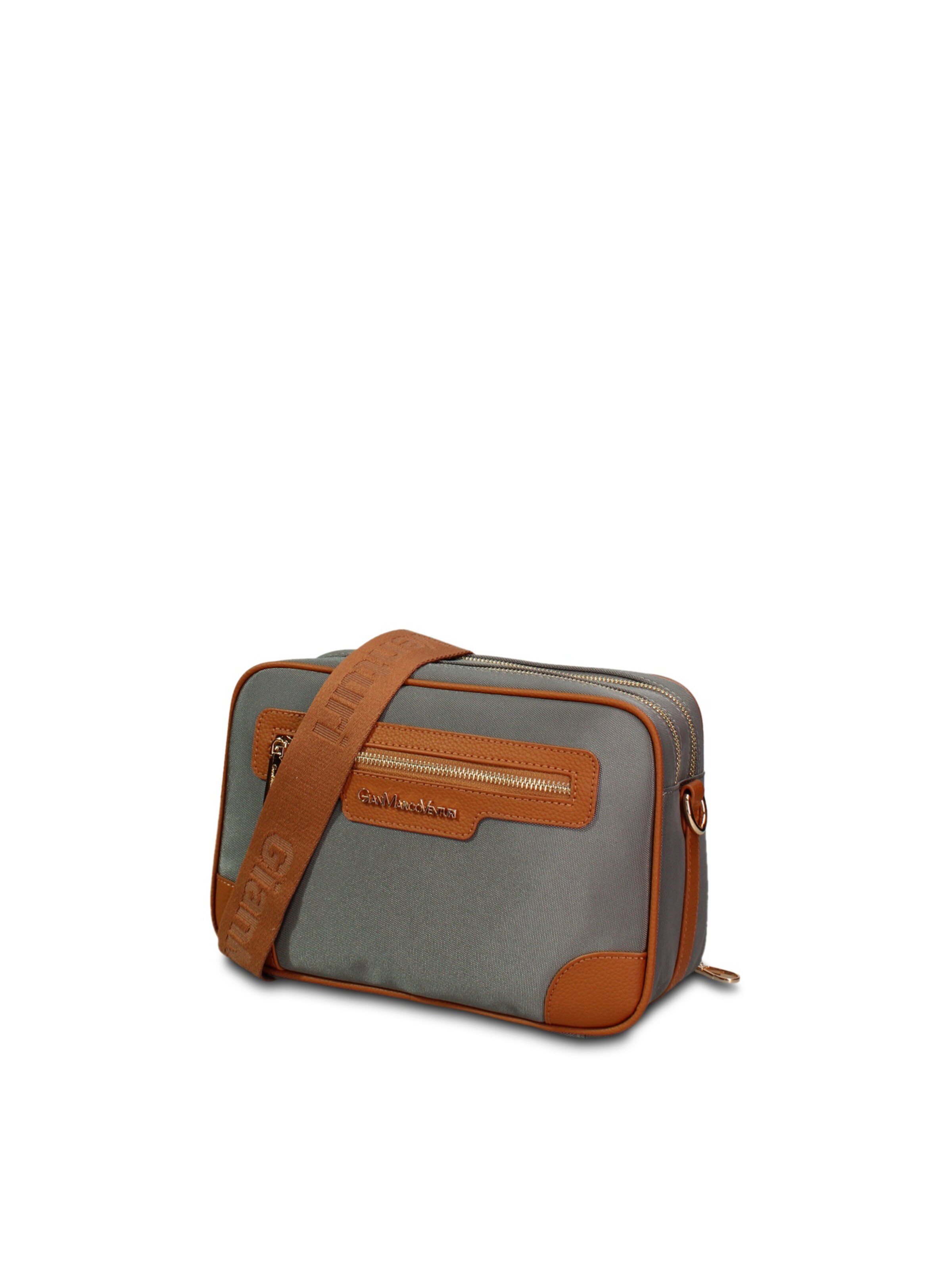 Borsa a tracolla 'Borsa a Tracolla Pelle Vegana Gianmarco Venturi Nera e - Versatile Donna' di GianMarco Venturi in grigio: frontale