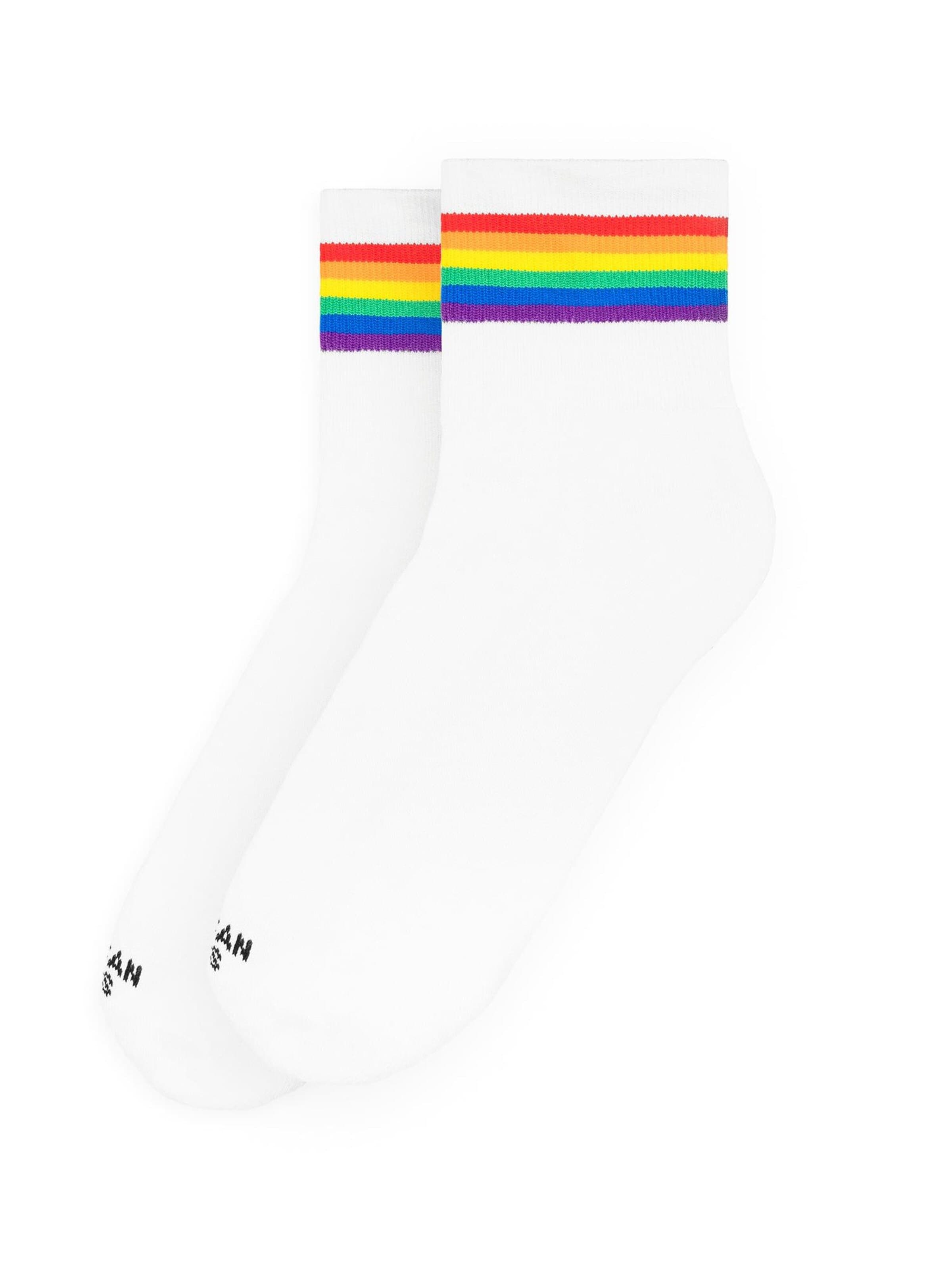 American Socks Ankle socks 'Rainbow Pride' in White: front