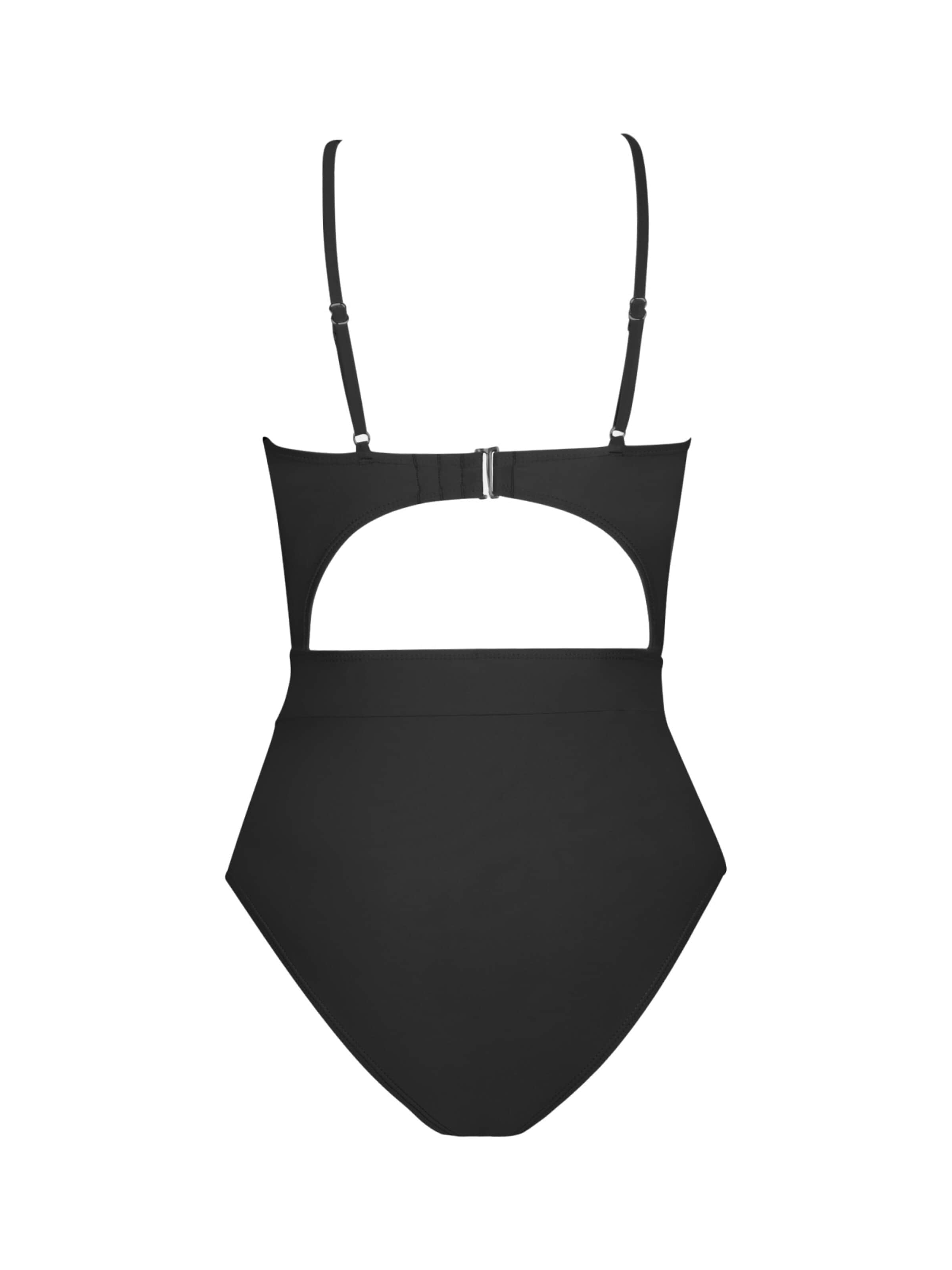 Cupshe Bustier Badeanzug 'High crossover neckline'‌‌‌‌‌‌‌‌‌‌ in Schwarz