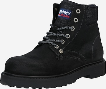 Tommy Jeans Veterboots in Zwart: voorkant