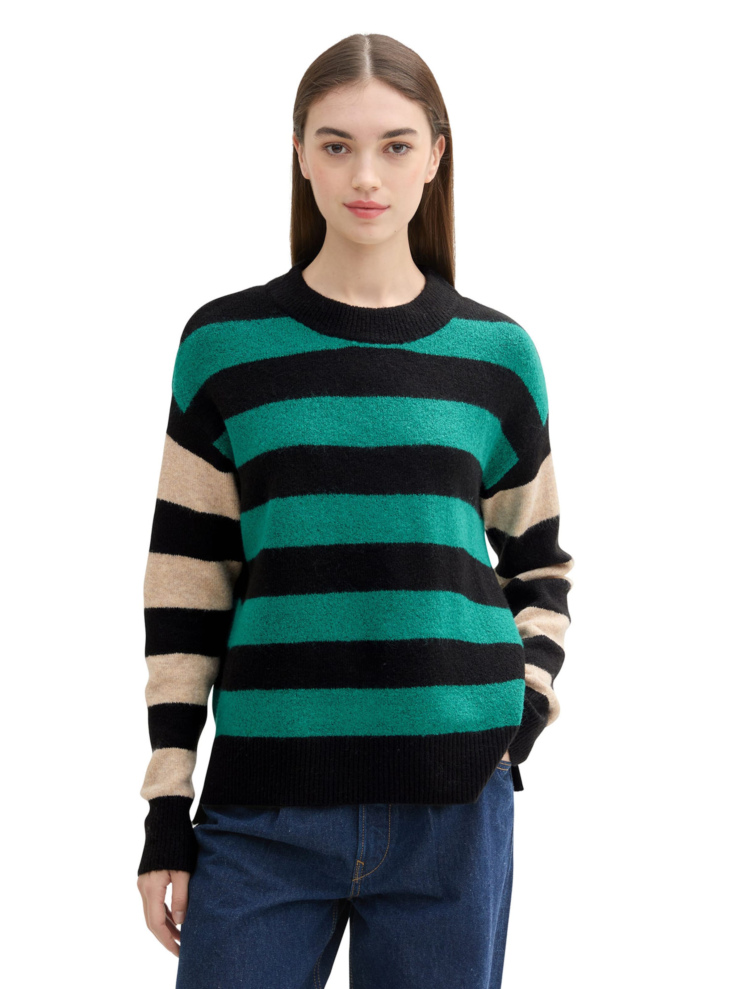 TOM TAILOR DENIM Sweater in Green: front