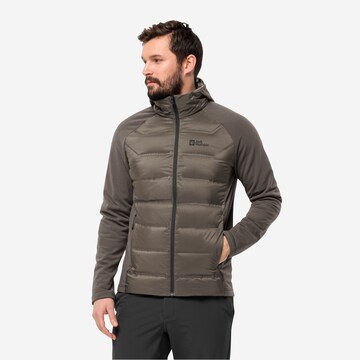 JACK WOLFSKIN Athletic Fleece Jacket in Brown: front