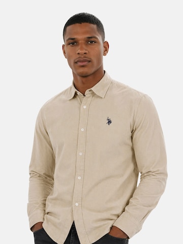 U.S. POLO ASSN. Regular Fit Hemd in Beige: Vorderseite