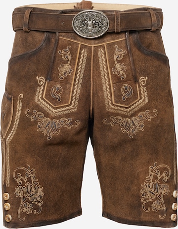 Regular Pantalon folklorique Krüger Buam en marron : devant