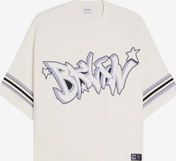 Bershka Collegepaita värissä valkoinen: etupuoli