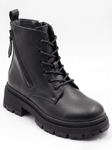 Lucky Z Booties 'Side Zip Lace Up Boots' in Black: front