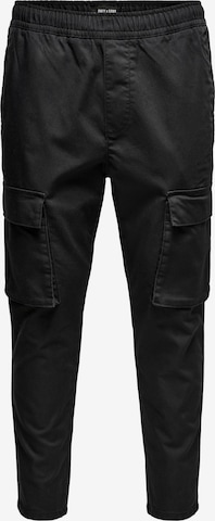 Only & Sons Tapered Cargo Pants 'Rod' in Black: front