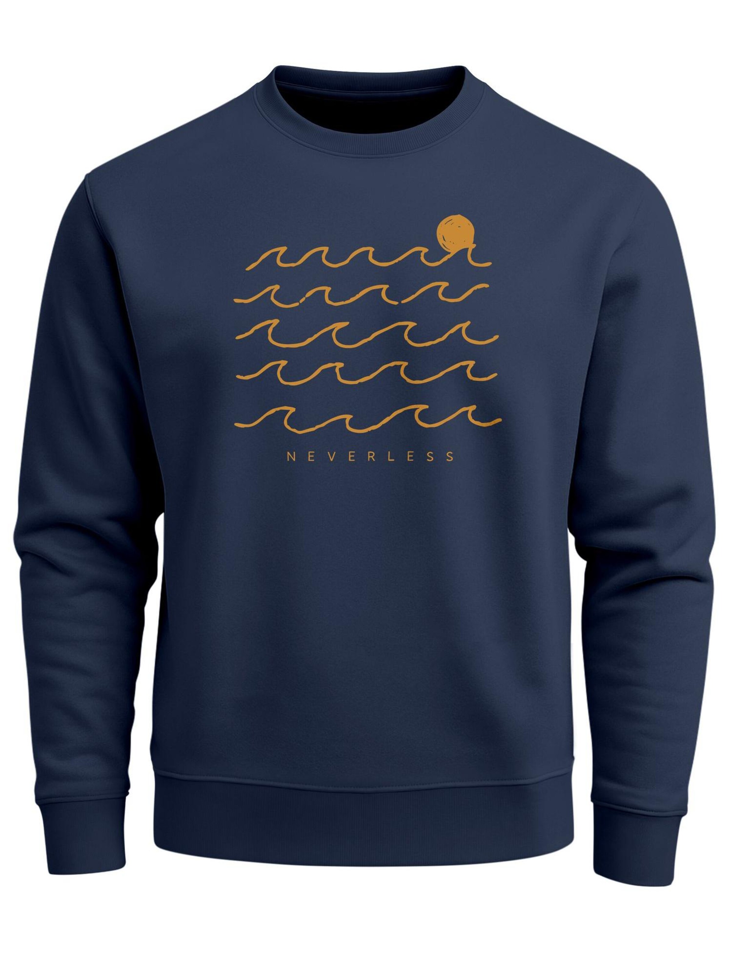 Neverless Sweatshirt 'Wellen Sonne' in Blue: front