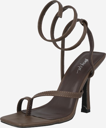 Nasty Gal T-Bar Sandals in Brown: front