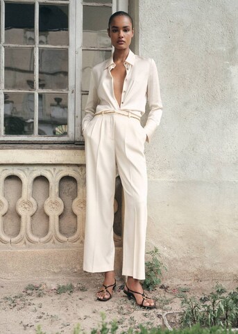 MANGO Wide leg Pleat-Front Pants in Grey: front