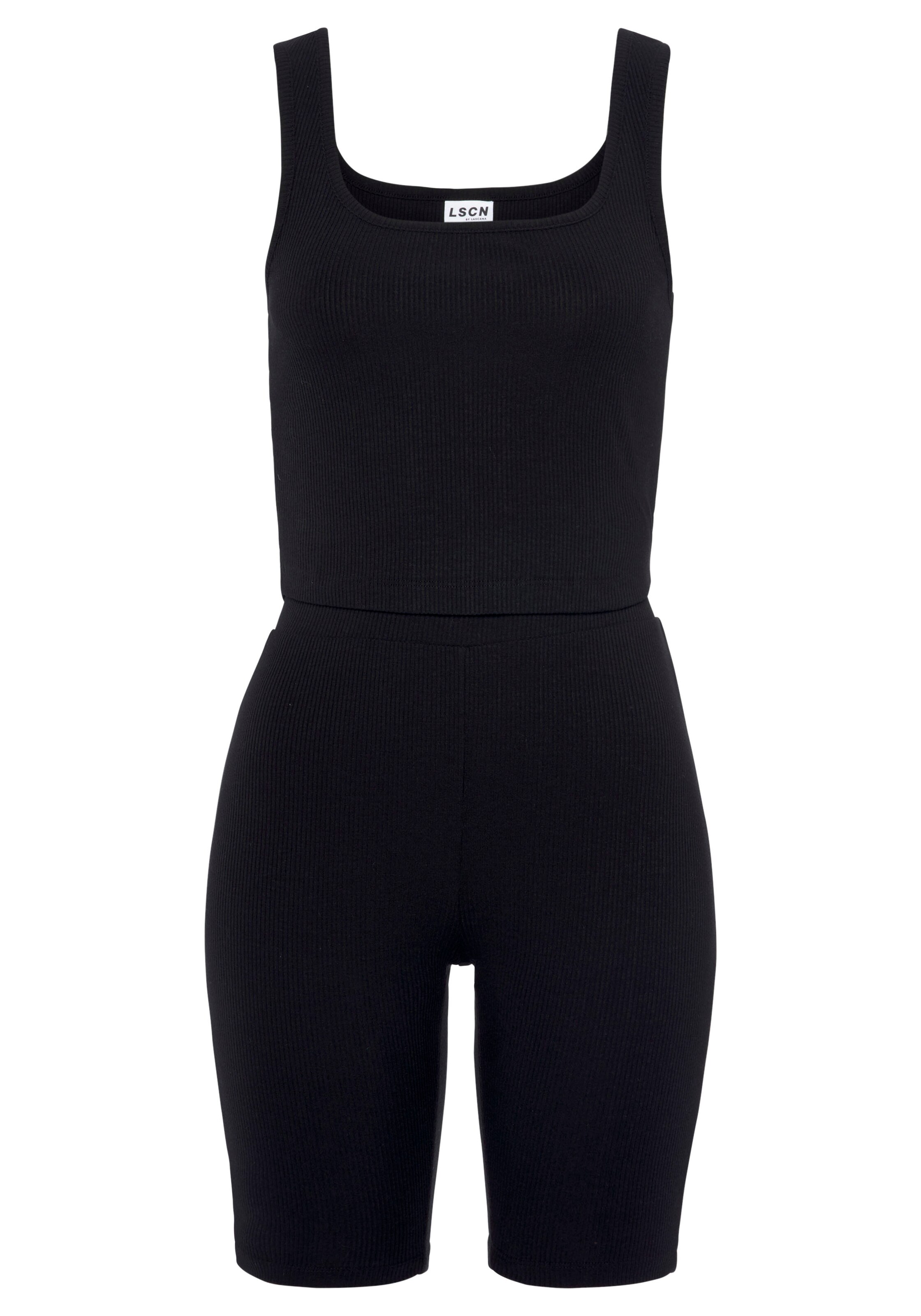 LASCANA Hausanzug in Schwarz: Vorderseite